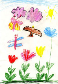 Kinderzeichnung Blumenwiese